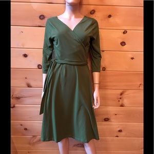 Soft Surroundings olive green wrap dress, PM,NWOT
